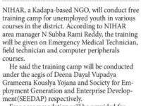 A press note published in Hans of India daily newspaper on April 4, 2022 about Free training & placement program at Nihar Skill Education, Kadapa.